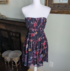 Madewell Broadway & Broome Silk Storybook Dress Size 0 Abstract Sunset 163C